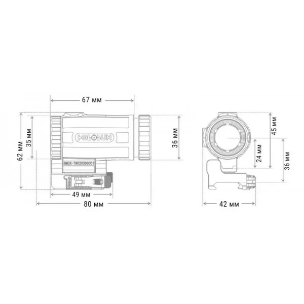 Магнифер Holosun HM3XT Micro 3x с откидным креплением на Weaver/Picatinny - 15920053 Магнифер Holosun HM3XT Micro 3x с откидным креплением на Weaver/Picatinny - 15920053