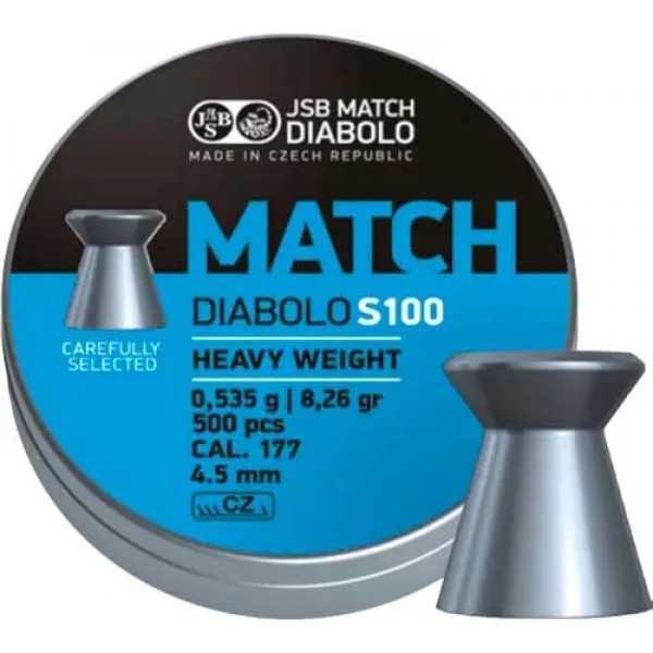 Кулі пневматичні JSB Diabolo Match S 100. Кал. 4.51 мм. Вага - 0.53 г. 500 шт/уп - 14530506
