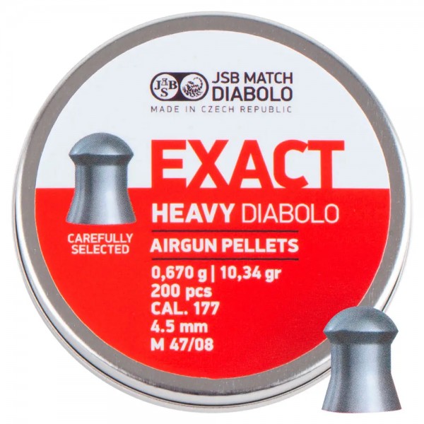 Пули пневм JSB Diabolo Exact Heavy 0,67 г 4,52 мм 200 шт/уп - 14530569