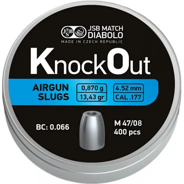 Кулі пневматичні JSB Diabolo KnockOut Slugs 0,87 г 4,52 мм 400 шт/уп - 14530611