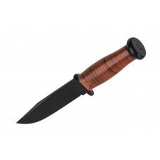 Нож Ka-Bar Mark I, черный, наборная кож. рукоять, кожаный чехол