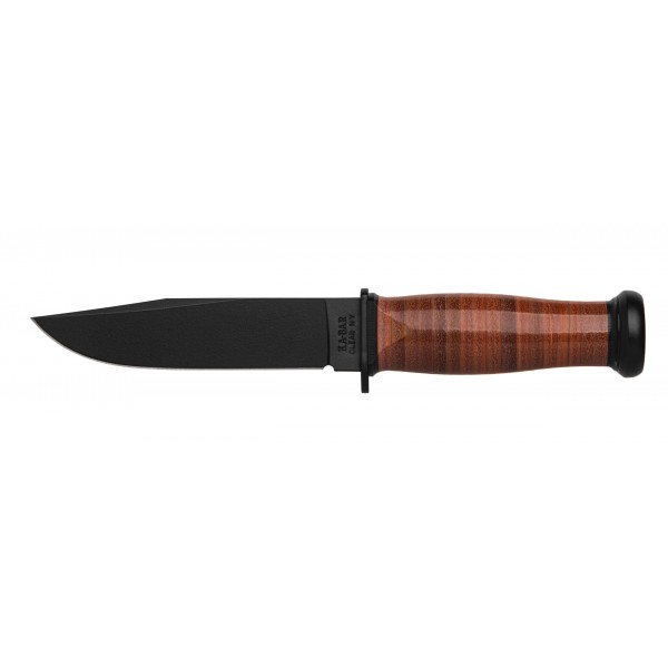 Ніж Ka-Bar Mark I, чорний, набірна шкір. рукоять, шкіряний чохол - 2225 Ніж Ka-Bar Mark I, чорний, набірна шкір. рукоять, шкіряний чохол - 2225