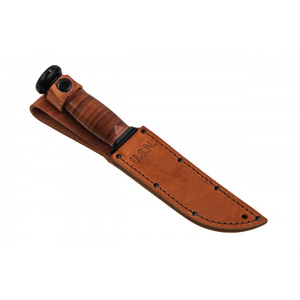 Ніж Ka-Bar Mark I, чорний, набірна шкір. рукоять, шкіряний чохол - 2225 Ніж Ka-Bar Mark I, чорний, набірна шкір. рукоять, шкіряний чохол - 2225