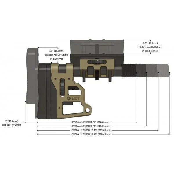 Приклад MDT Skeleton Carbine Stock 9.75’’ чорний - 17280077