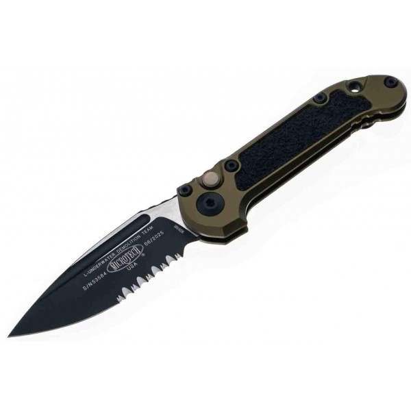 Ніж Microtech L.U.D.T S/E Gen III., чорний клинок, напівсеррейтор, руків'я OD green - 1135-2OD