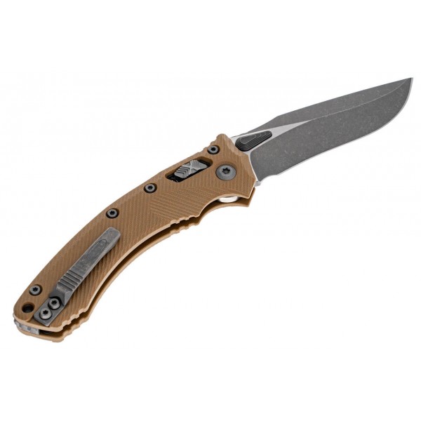 Нож Microtech Amphibian Ram-Lok, клинок Apoc Fluted, рукоять tan G10 - 137RL-10APFLGTTA Нож Microtech Amphibian Ram-Lok, клинок Apoc Fluted, рукоять tan G10 - 137RL-10APFLGTTA