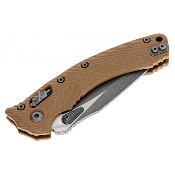 Нож Microtech Amphibian Ram-Lok, клинок Apoc Fluted, рукоять tan G10 - 137RL-10APFLGTTA Нож Microtech Amphibian Ram-Lok, клинок Apoc Fluted, рукоять tan G10 - 137RL-10APFLGTTA