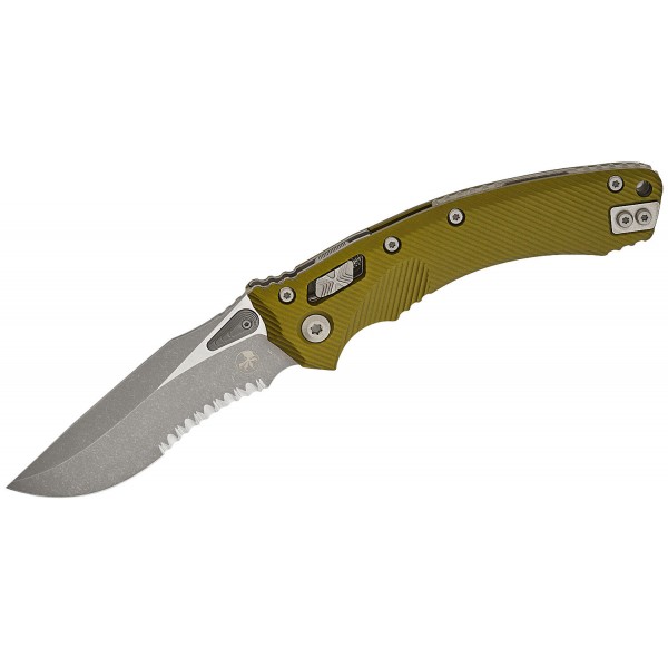 Ніж Microtech Amphibian Ram-Lok, клинок напівсер. Apoc Fluted, руків'я G10 OD Green - 137RL-11APFLOD