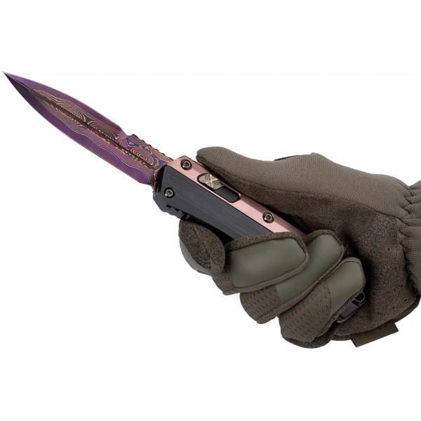 Ніж Microtech Glykon Marfione Select Bronze Baker Coppermai Damascus Rose Gold PVD Purple - 14090732 Ніж Microtech Glykon Marfione Select Bronze Baker Coppermai Damascus Rose Gold PVD Purple - 14090732