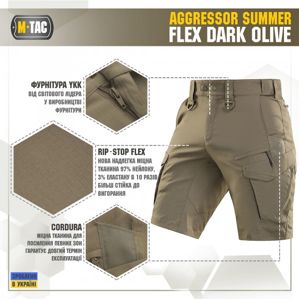M-Tac шорты Aggressor Summer Flex Dark Olive - 20472048-L M-Tac шорты Aggressor Summer Flex Dark Olive - 20472048-L