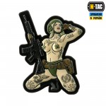 M-Tac нашивка Tactical girl №1 tattoo Тризуб PVC Grey