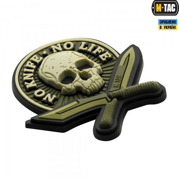M-Tac нашивка No Knife - No Life 3D ПВХ олива - 51128001