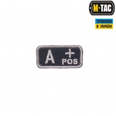 M-Tac нашивка группа крови A+ Pos черно-серая