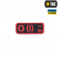M-Tac нашивка группа крови O(I) Rh- черно-красная