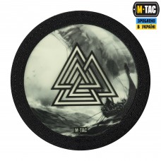 M-Tac нашивка Валькнут/Драккар круглая (80 мм) Black/GID