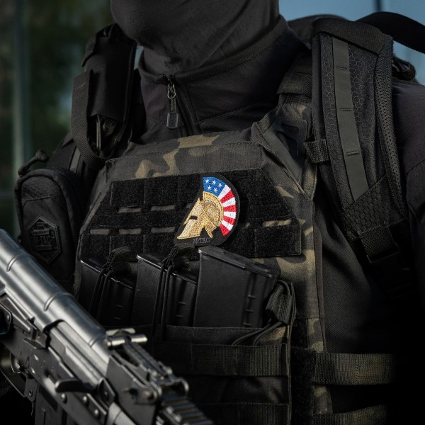 M-Tac нашивка Spartan Helmet USA (вышивка) Black - 51333099