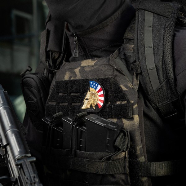 M-Tac нашивка Spartan Helmet USA (вышивка) Black - 51333099