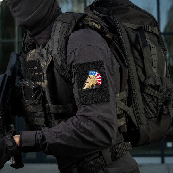 M-Tac нашивка Spartan Helmet USA (вышивка) Black - 51333099