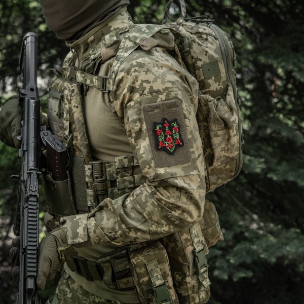 M-Tac нашивка Тризуб Червоний мак (вишивка) Black - 51405002