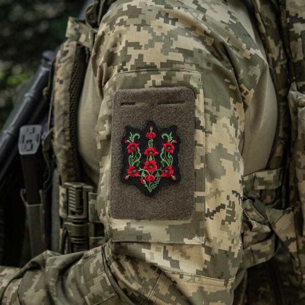 M-Tac нашивка Тризуб Червоний мак (вишивка) Black - 51405002