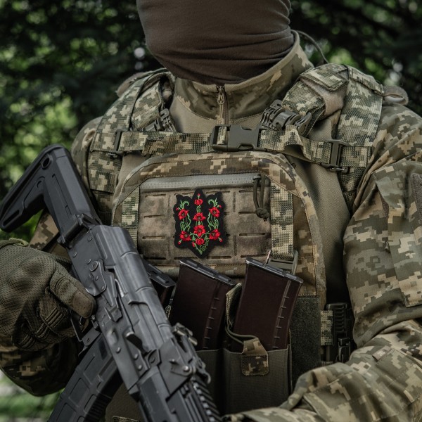 M-Tac нашивка Тризуб Червоний мак (вишивка) Black - 51405002