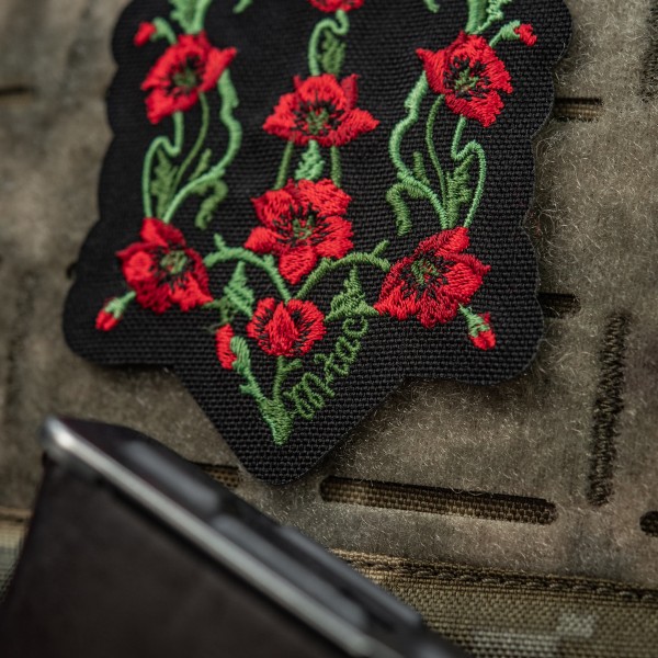 M-Tac нашивка Тризуб Червоний мак (вишивка) Black - 51405002