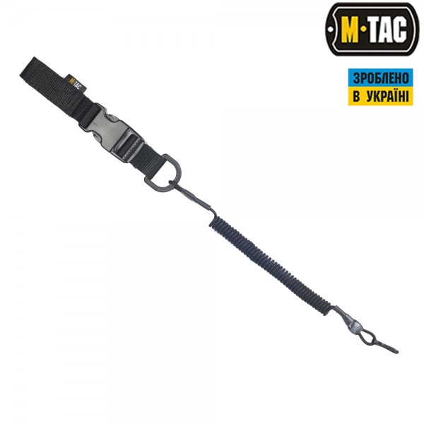 M-Tac шнур страховочный Lite под карабин с D-кольцом и фастексом черный - 51436102