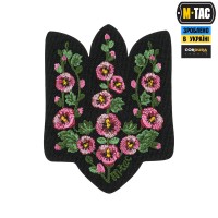 M-Tac нашивка Тризуб рожеві Мальви (вишивка) Black