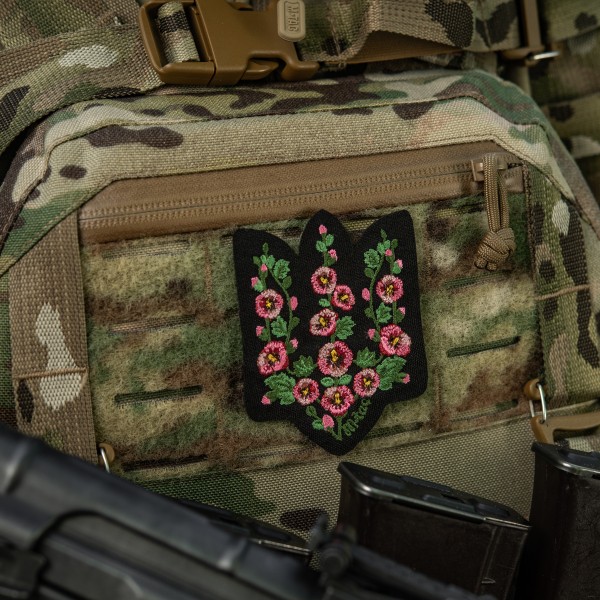 M-Tac нашивка Тризуб рожеві Мальви (вишивка) Black - 51511002