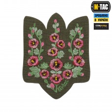 M-Tac нашивка Тризуб рожеві Мальви (вишивка) Ranger Green