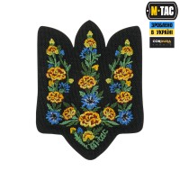 M-Tac нашивка Тризуб Чорнобривці (вишивка) Black