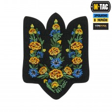 M-Tac нашивка Тризуб Чорнобривці (вишивка) Black
