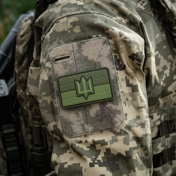 M-Tac нашивка прапор України з тризубом ЗСУ PVC Olive - 52338306 M-Tac нашивка прапор України з тризубом ЗСУ PVC Olive - 52338306