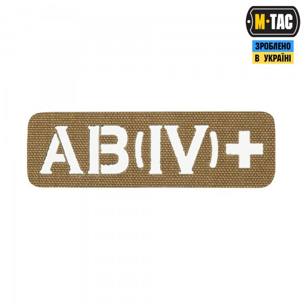 M-Tac нашивка группа крови AB (IV) + сквозная Laser Cut 25х80 Coyote - 58328505