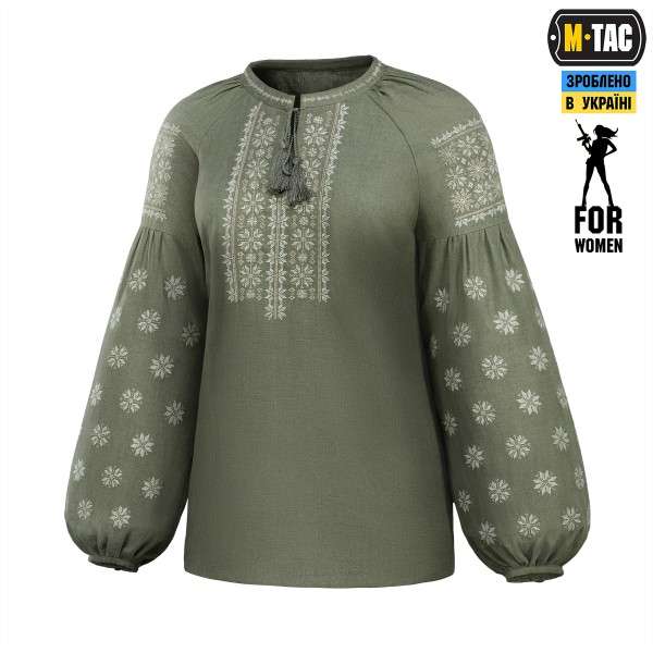 M-Tac вышиванка женская 100% лён олива тип2 - 80049901