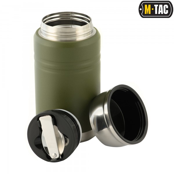 M-Tac термос 750 мл со складной ложкой олива/нерж. - 60056001