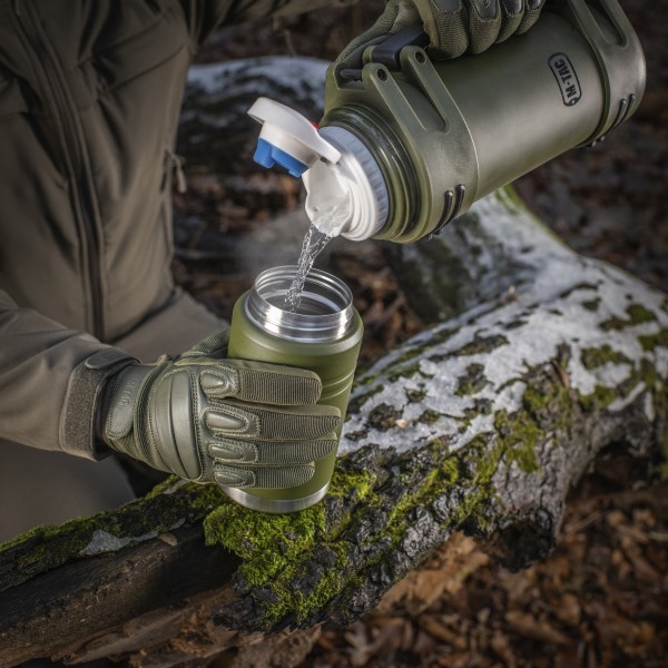 M-Tac термос 750 мл со складной ложкой олива/нерж. - 60056001