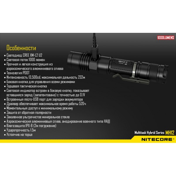 Фонарь Nitecore MH12 - 2592457