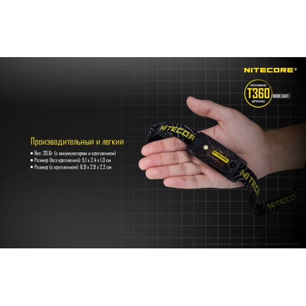 Фонарь многофункциональный, налобный Nitecore T360 - 2592553