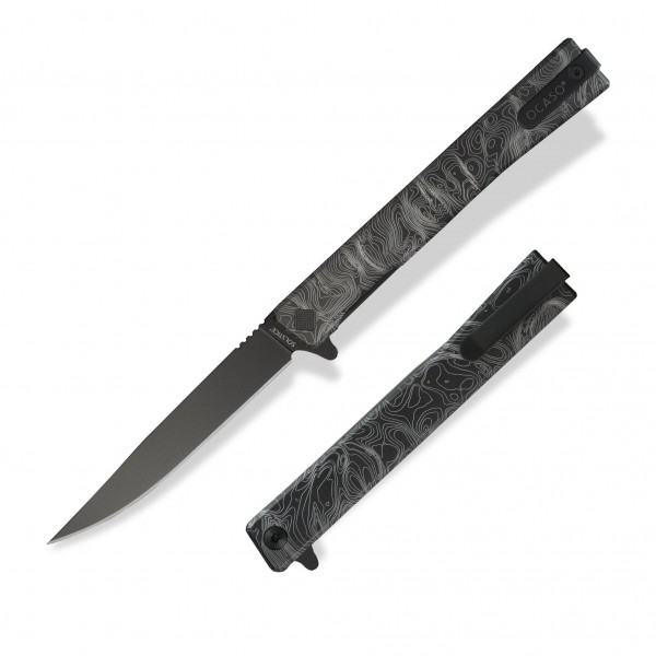 ж Ocaso "Solstice", Engraved titanium Topo Pattern, Black - 10ETB