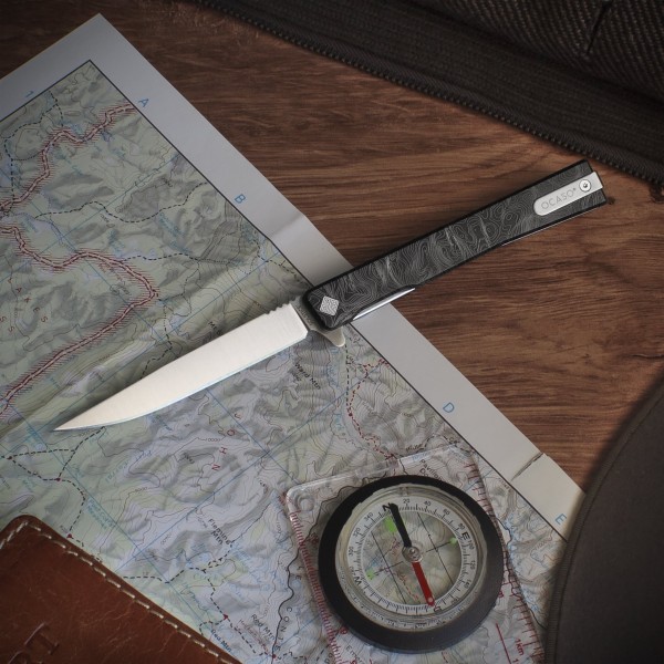 Ніж Ocaso "Solstice", Engraved titanium, Topo Pattern, Satin - 10ETS