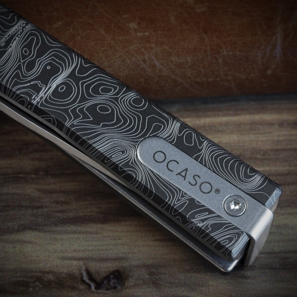 Ніж Ocaso "Solstice", Engraved titanium, Topo Pattern, Satin - 10ETS