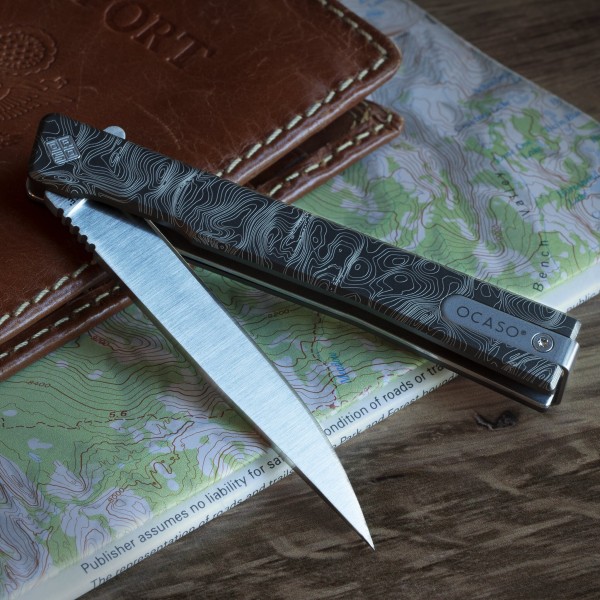 Ніж Ocaso "Solstice", Engraved titanium, Topo Pattern, Satin - 10ETS