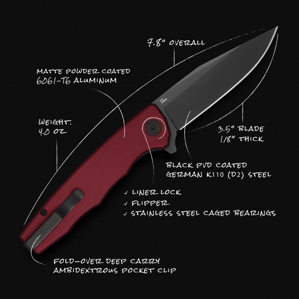 Ніж Ocaso "Strategy", Red Aluminum, Black - 29RDB Ніж Ocaso "Strategy", Red Aluminum, Black - 29RDB