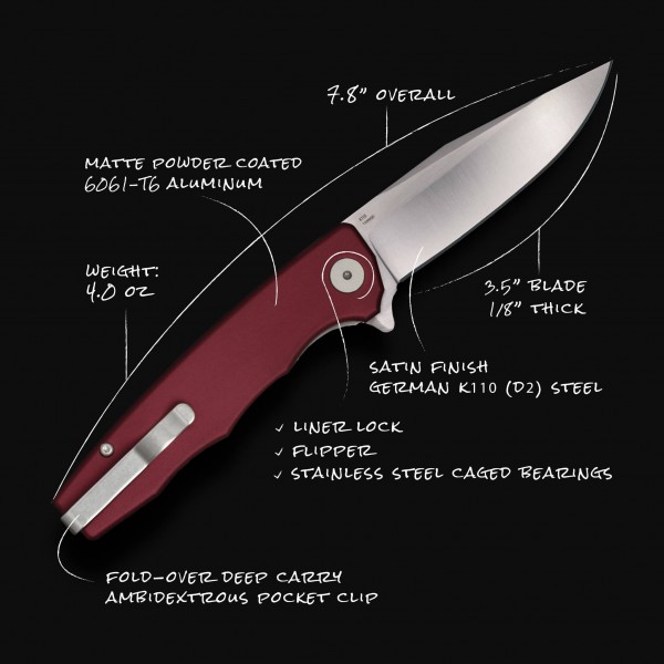 Нож Ocaso "Strategy", Red Aluminum, Satin - 29RDS Нож Ocaso "Strategy", Red Aluminum, Satin - 29RDS