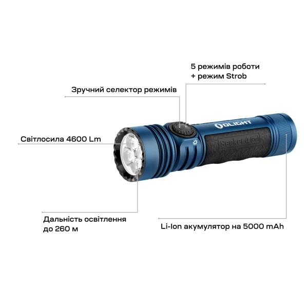Ліхтар Olight Seeker 4 Pro Cool White Midnight Blue - 23704227 Ліхтар Olight Seeker 4 Pro Cool White Midnight Blue - 23704227