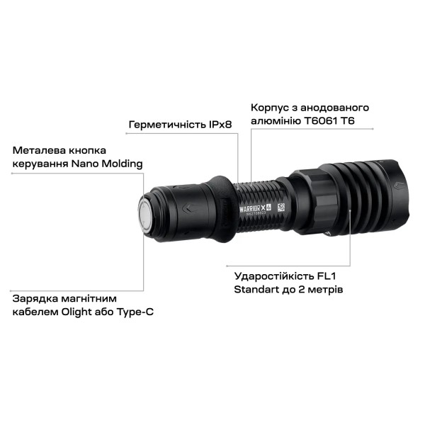 Фонарь Olight Warrior X 4 Matte Black - 23704376 Фонарь Olight Warrior X 4 Matte Black - 23704376