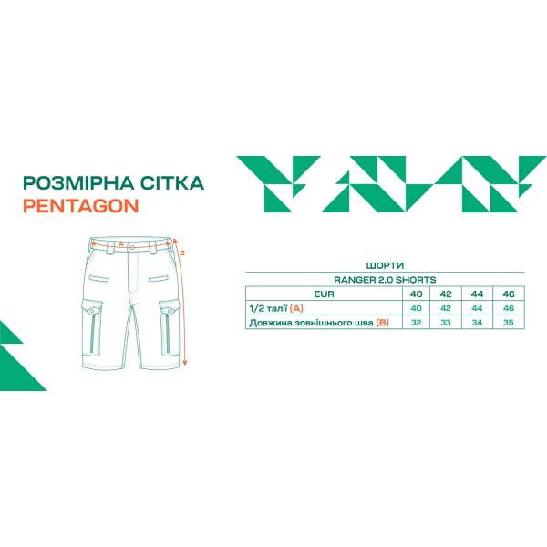 Шорты Pentagon Ranger 2.0 Shorts 40 Ranger Green - 19390106 Шорты Pentagon Ranger 2.0 Shorts 40 Ranger Green - 19390106