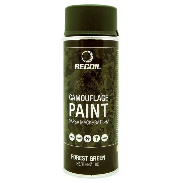 Фарба маскувальна аерозольна RecOil. Колір - зелений ліс. Об’єм - 400 мл - 34130716