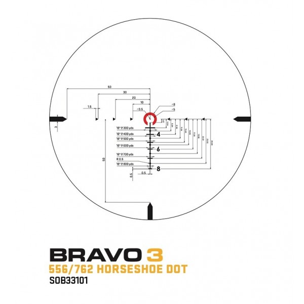 Прицел призматический Sig Optics BRAVO3 BATTLE SIGHT, 3X24MM HORSESHOE DOT ILLUM RETICLE - SOB33101